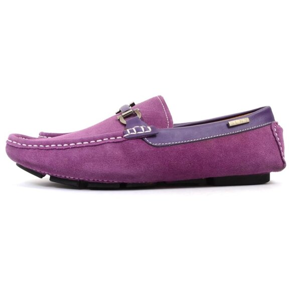 SLNY Purple Leather Silver Horsebit Slip On Driving Loafers Shoes Men\'s Size 9